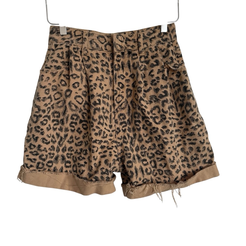 We The Free High Waist Leopard Print Shorts - Tan and Black